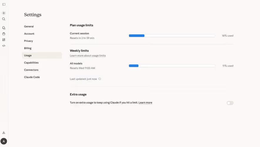 Claude Usage Settings