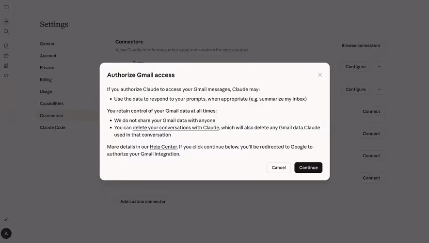 Claude Add Connector