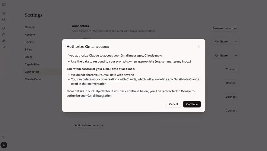 Claude Add Connector