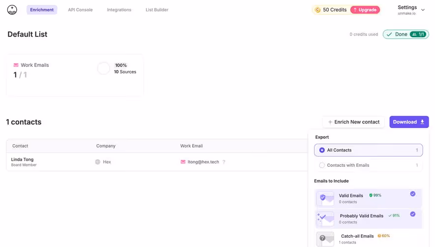 FullEnrich Export A Contact
