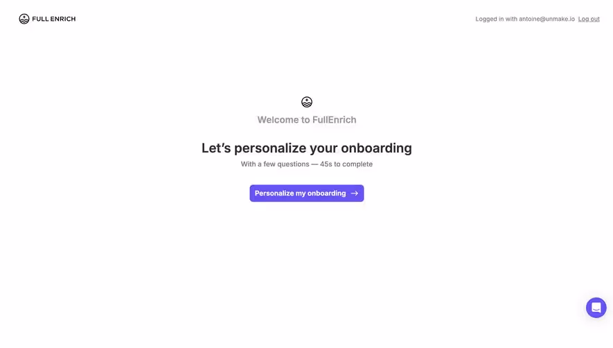 FullEnrich Welcome Screen