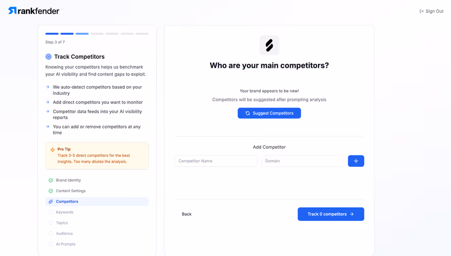 Rankfender Add Competitors