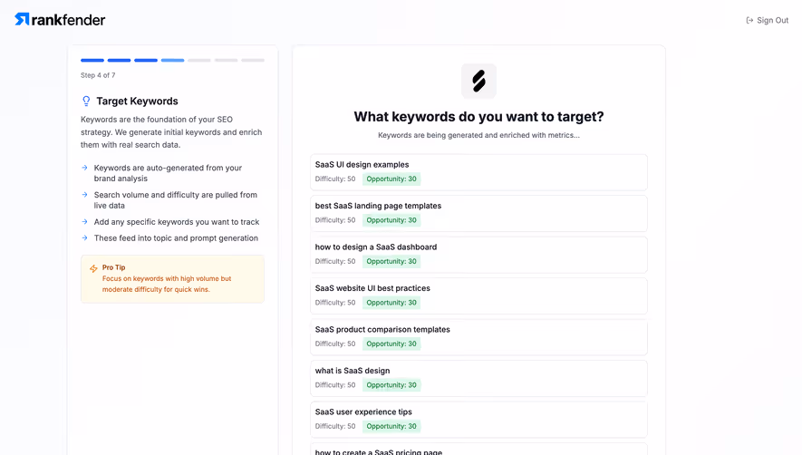 Rankfender Select Keywords