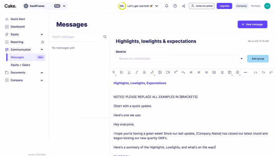 Cake Equity Send A Message