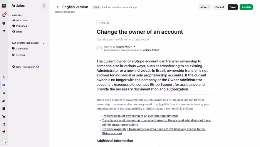 Intercom Article Editor