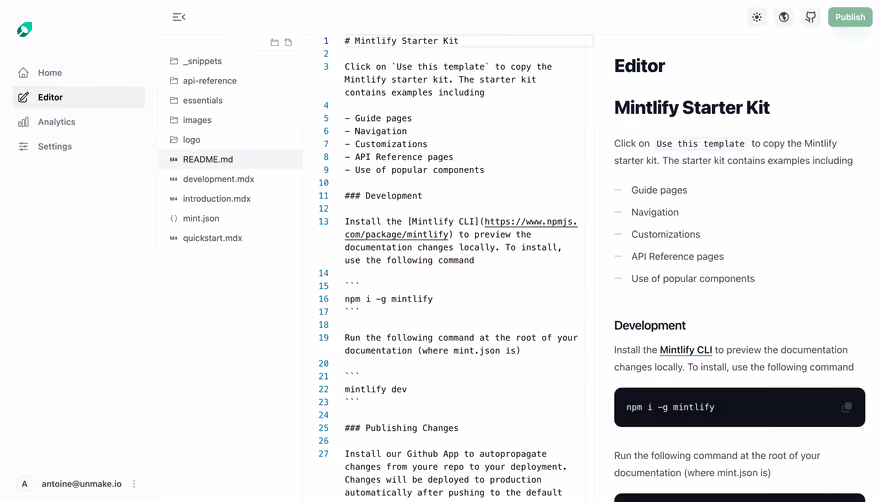 Mintlify Text Editor