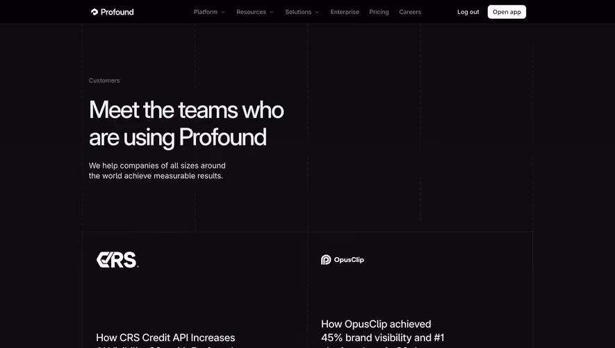 Profound Customers Page
