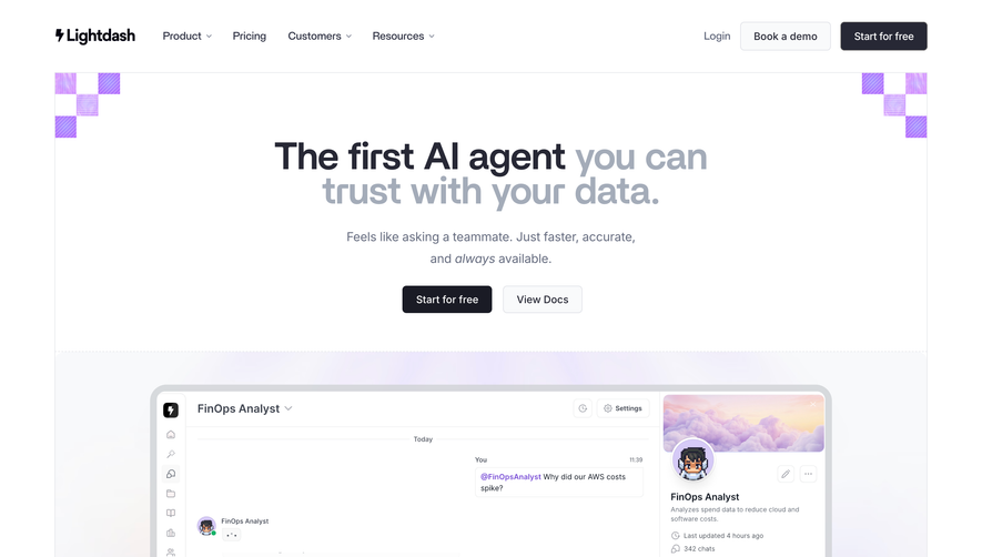 Lightdash Features Page