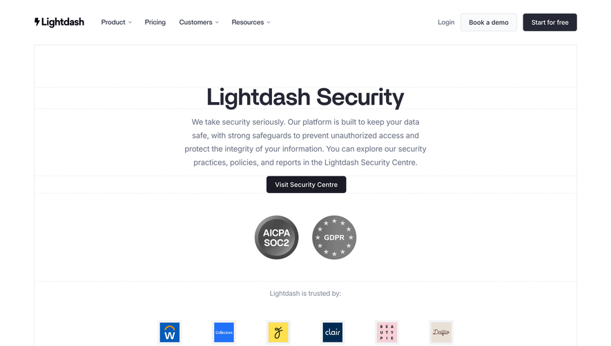 Lightdash Security Page