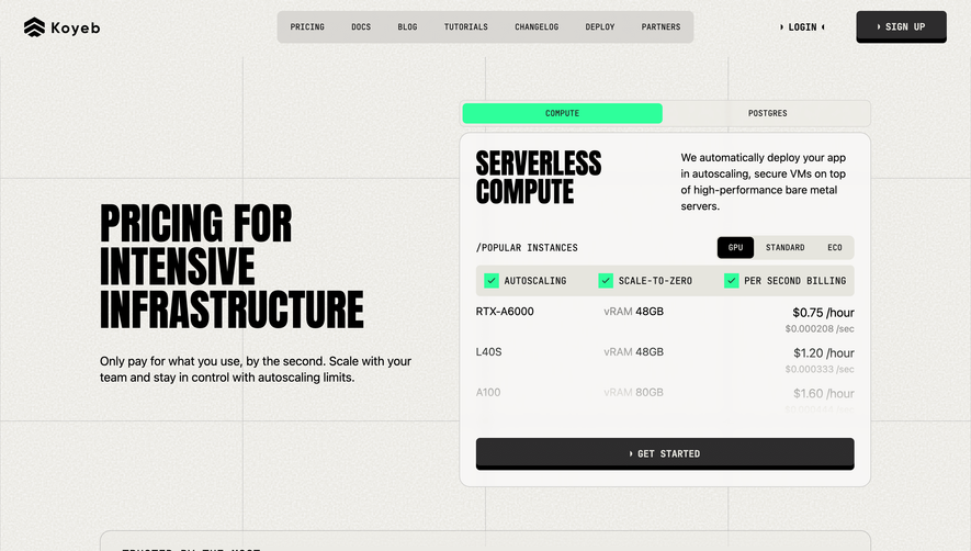 Koyeb Pricing Page
