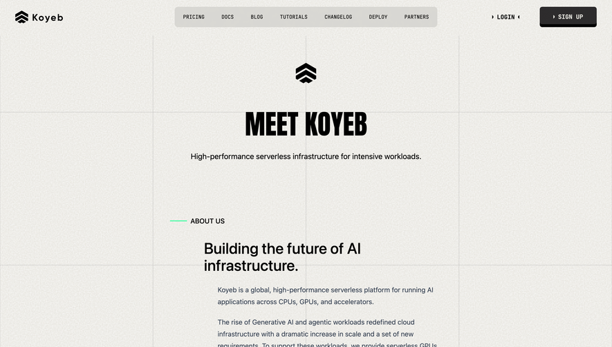 Koyeb About Page