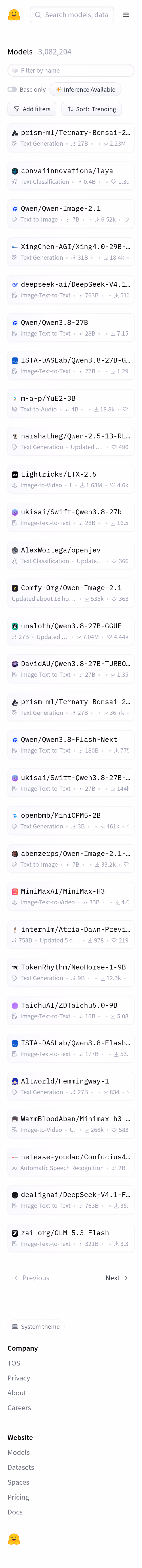 Hugging Face Browse datasets