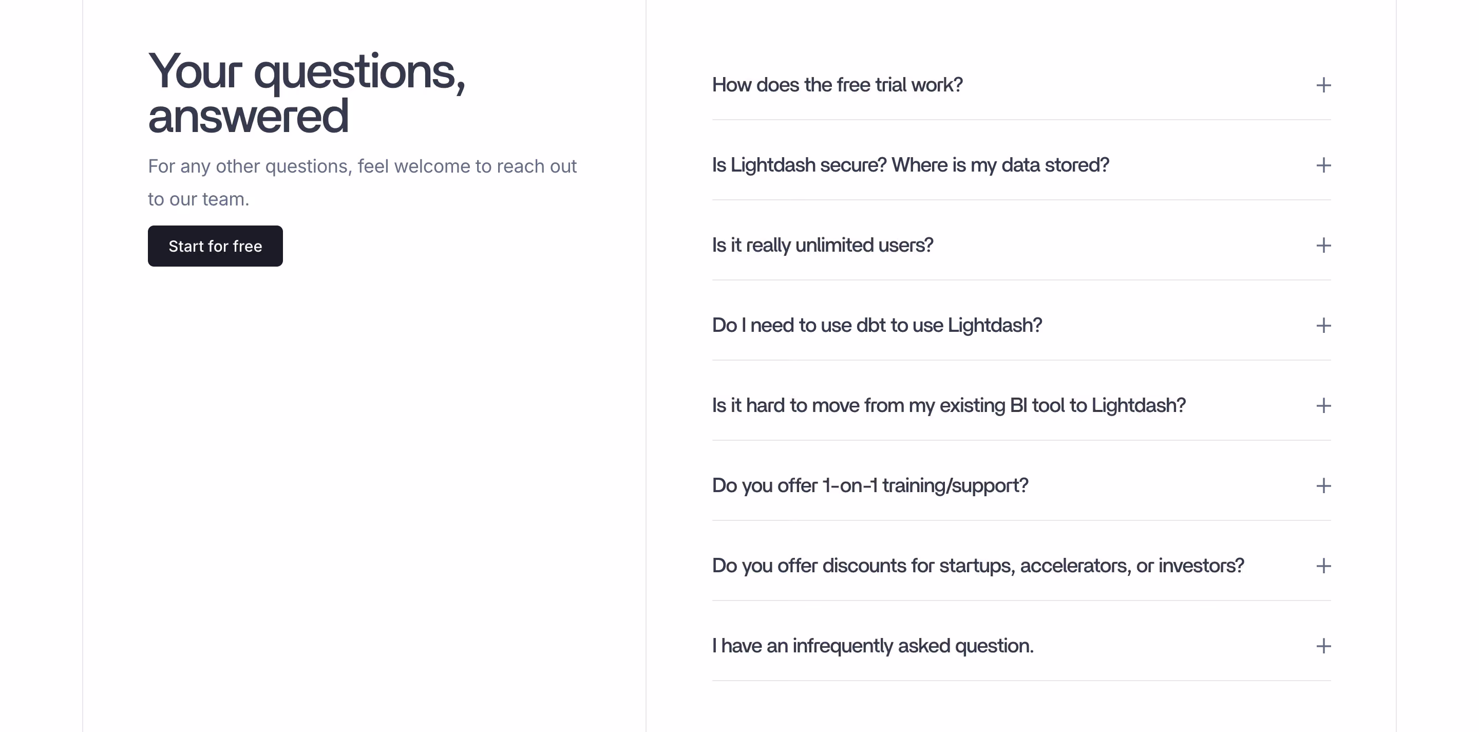 Lightdash FAQ