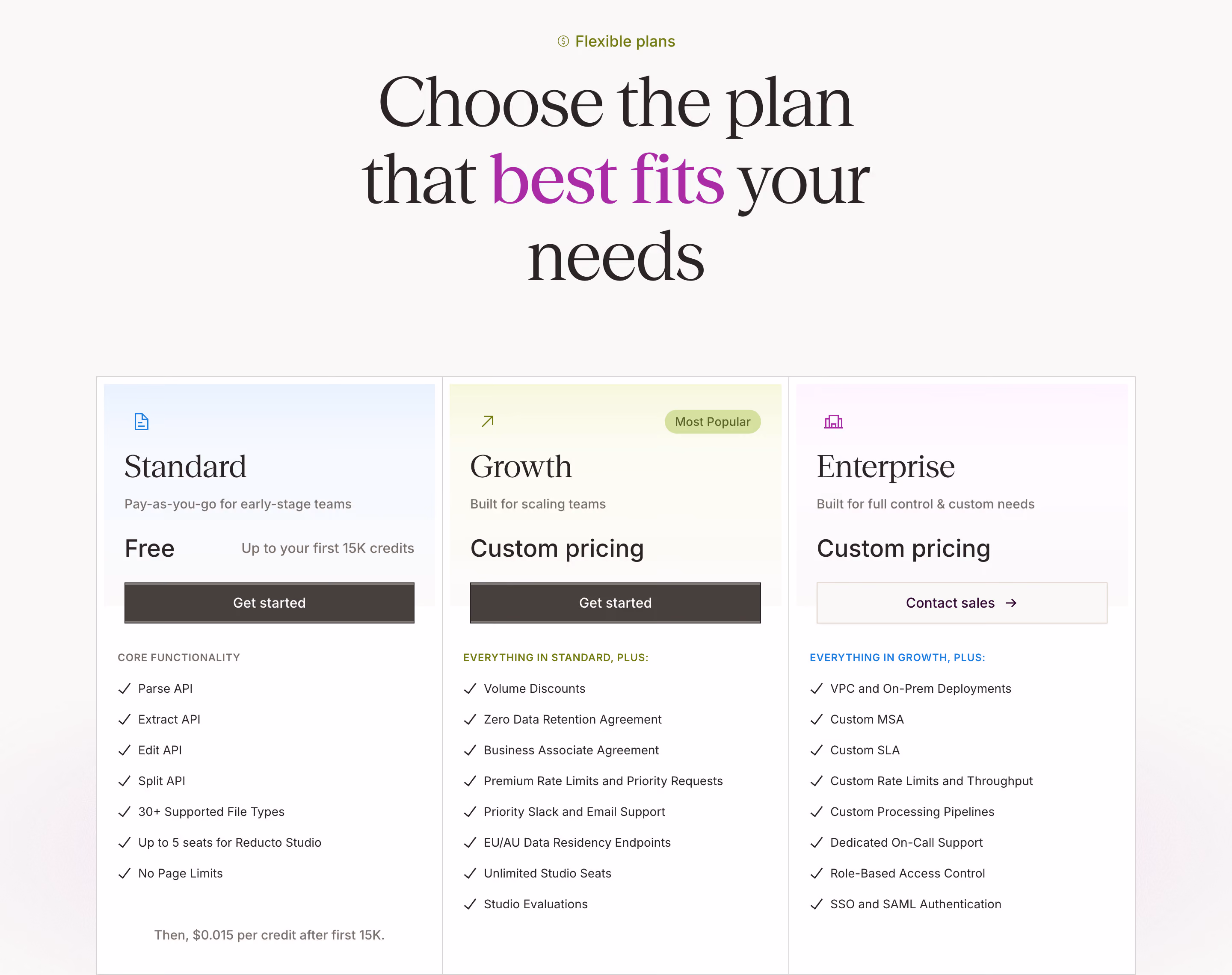 Reducto Subscription plans