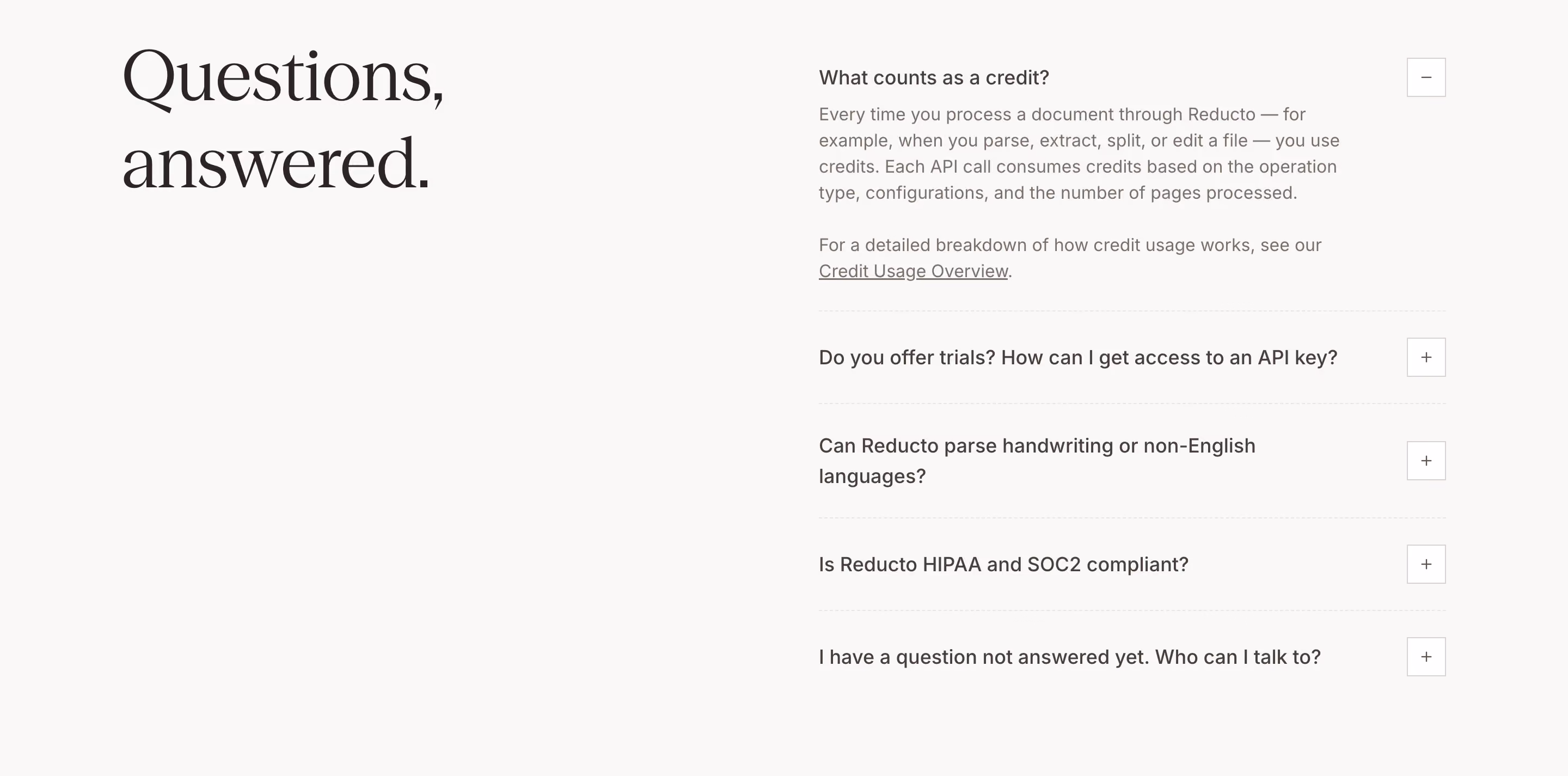Reducto Pricing FAQ