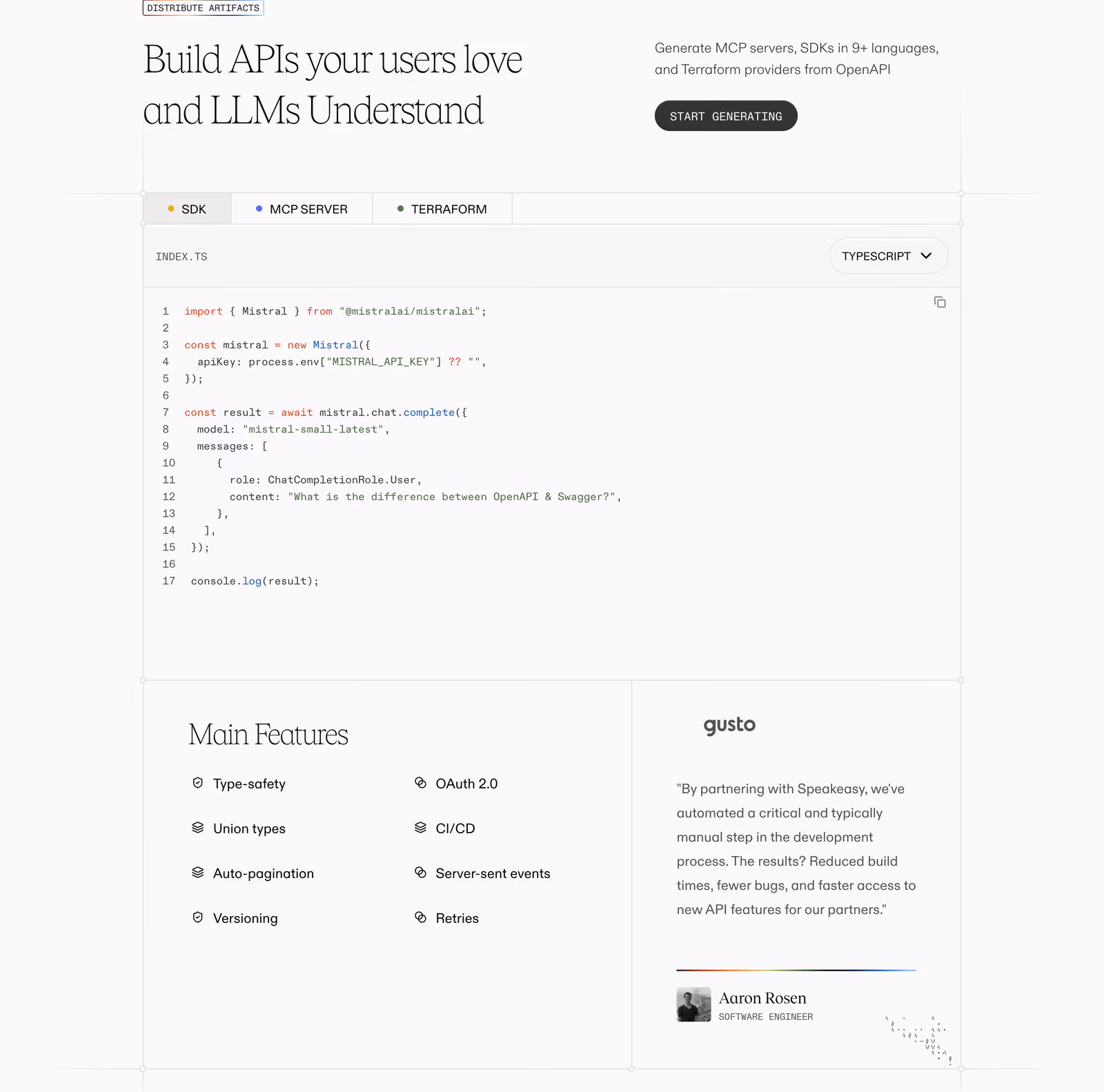 Speakeasy API generation