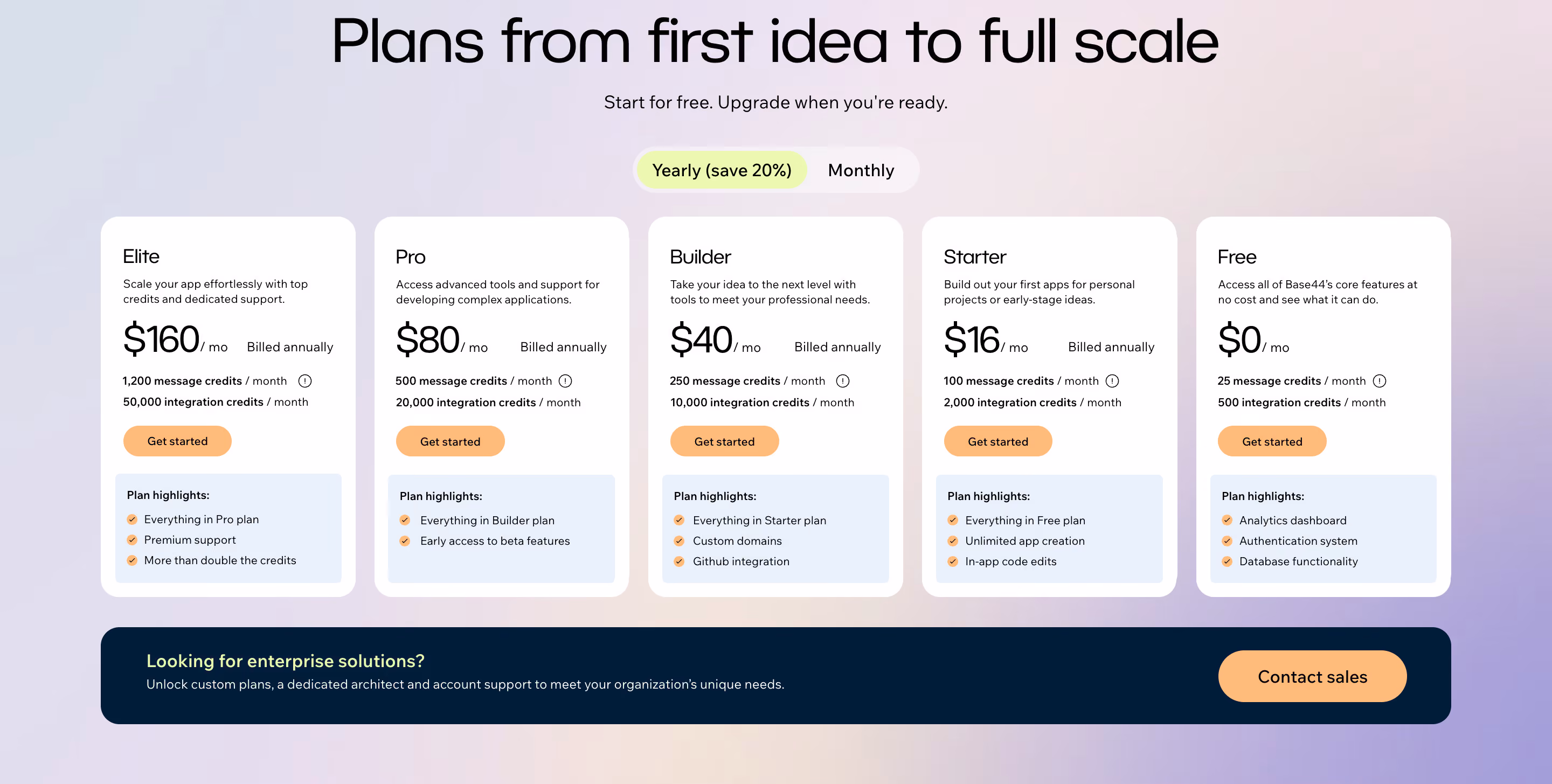 Base44 Subscription plans