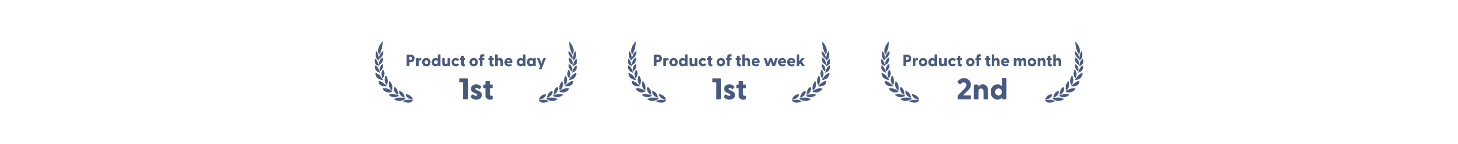 Superlist recognition row with first-place day and week rankings and a second-place month ranking in laurel treatments