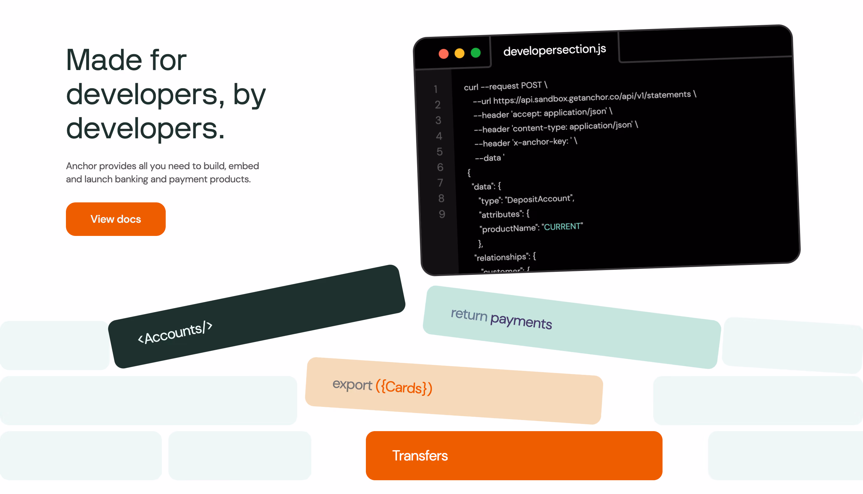 Anchor Developer banking APIs