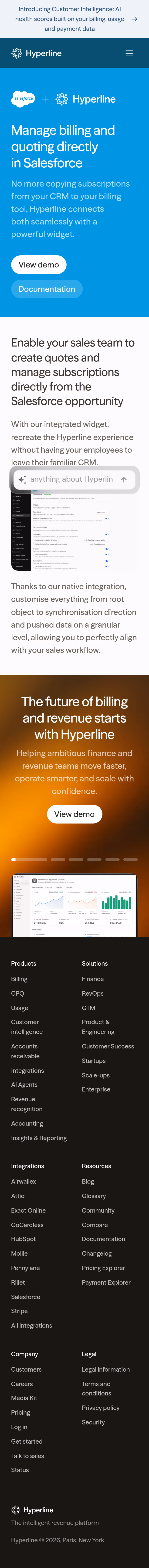 Hyperline Integrations Page