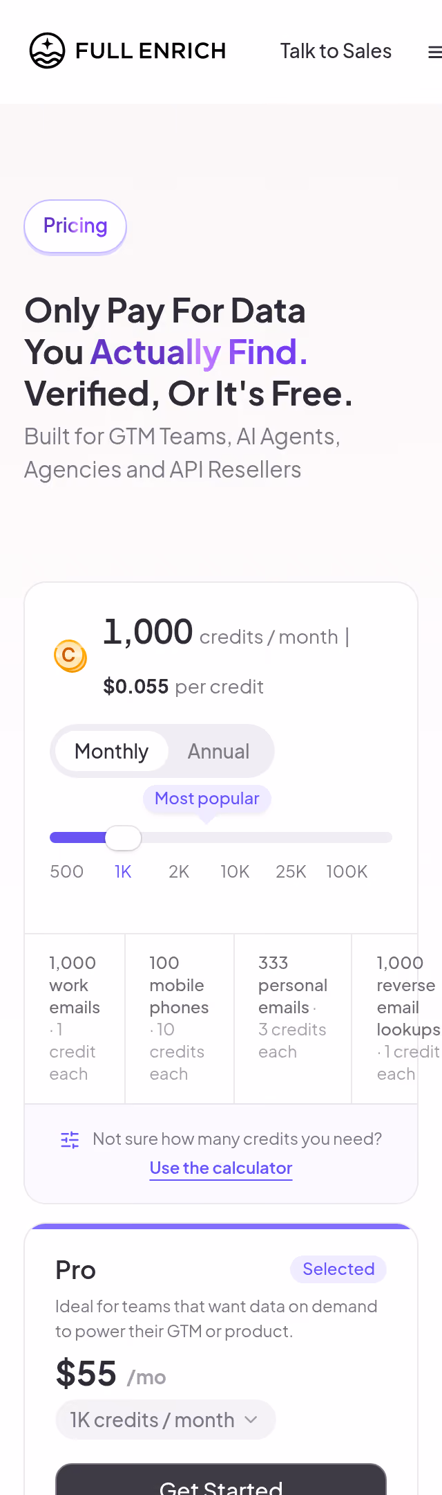 FullEnrich Pricing Page