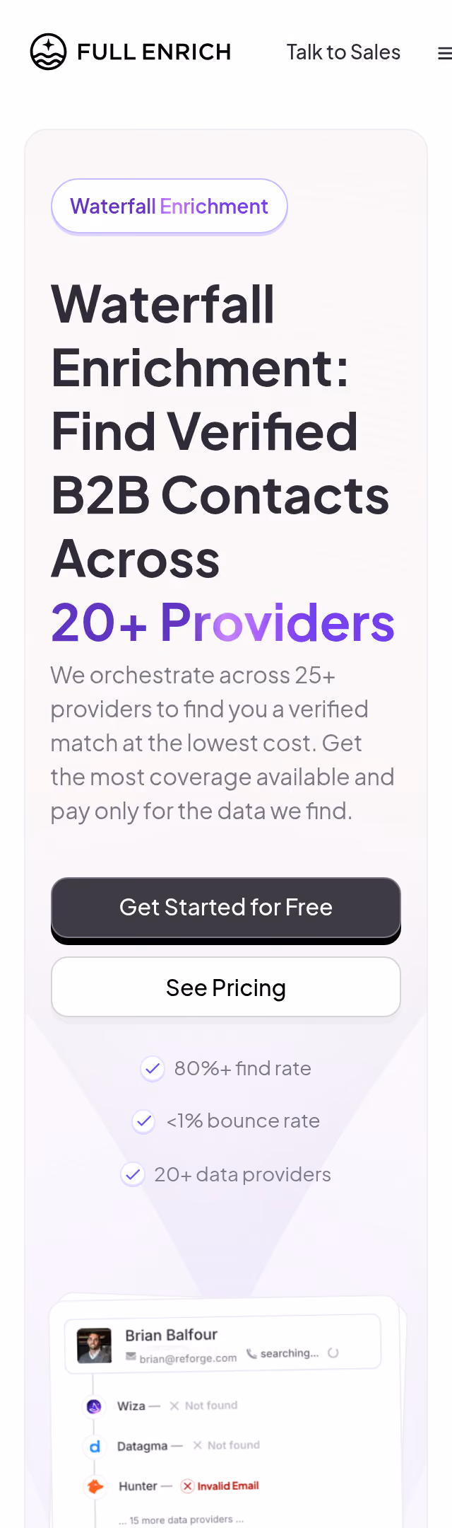 FullEnrich Features Page