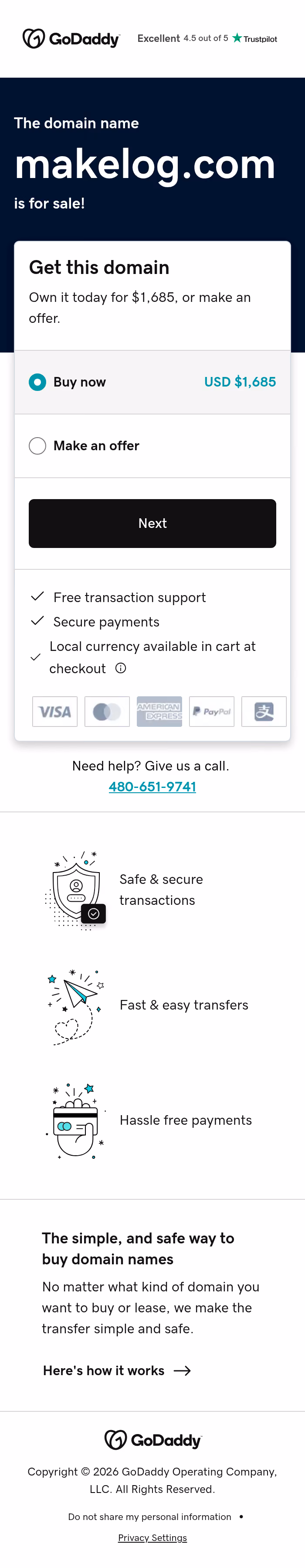 Makelog Landing Page