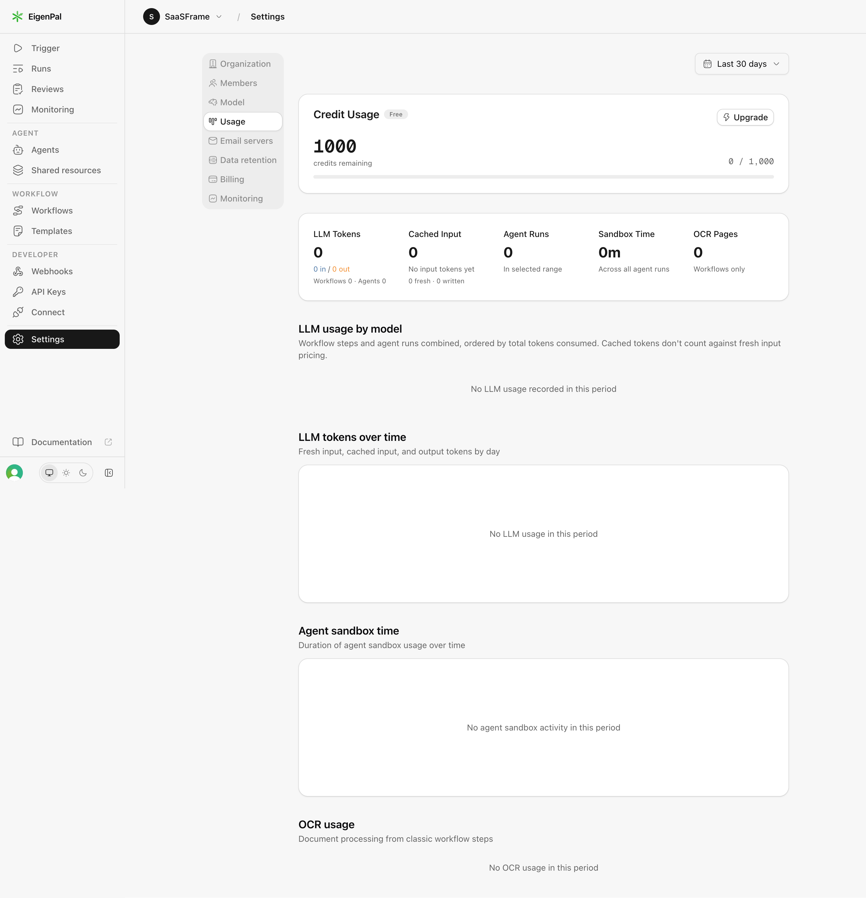 EigenPal Credit and usage analytics design reference captured in SaaSFrame