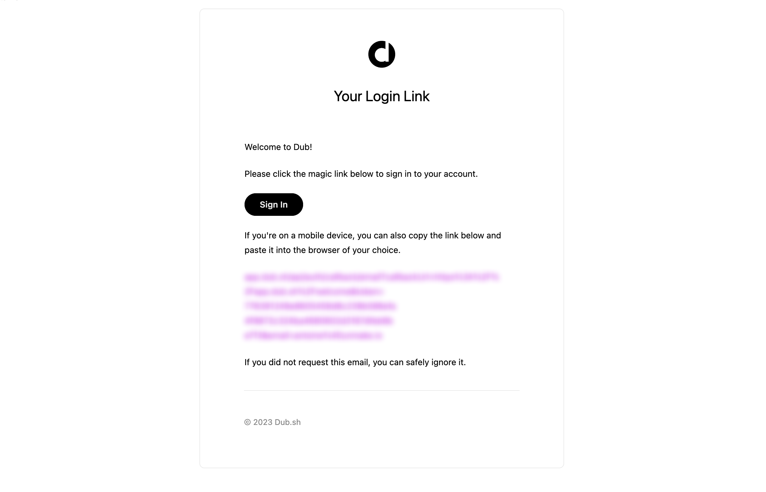 Dub Magic Link Email design reference captured in SaaSFrame