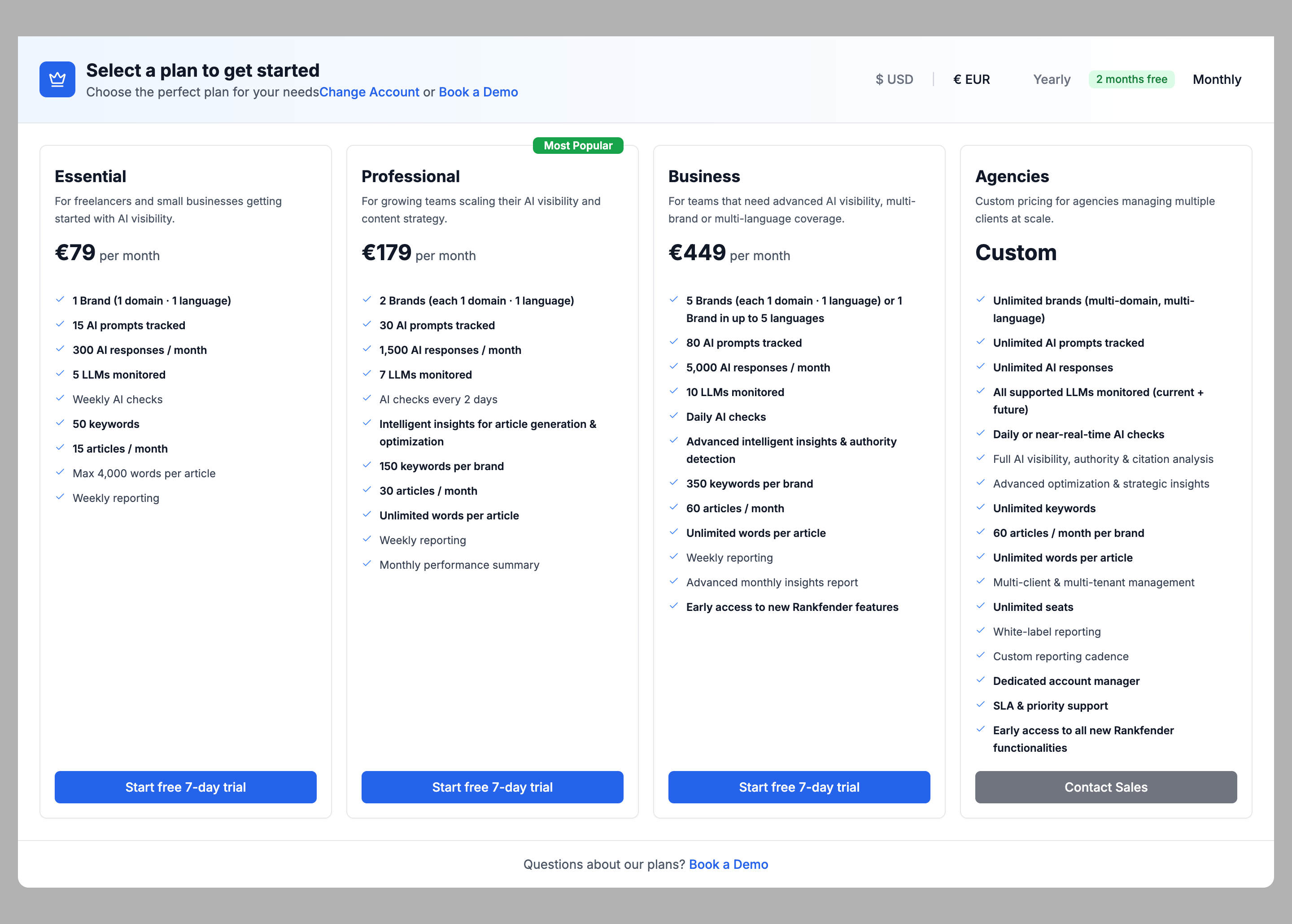 Rankfender Upgrading Paywall design reference captured in SaaSFrame
