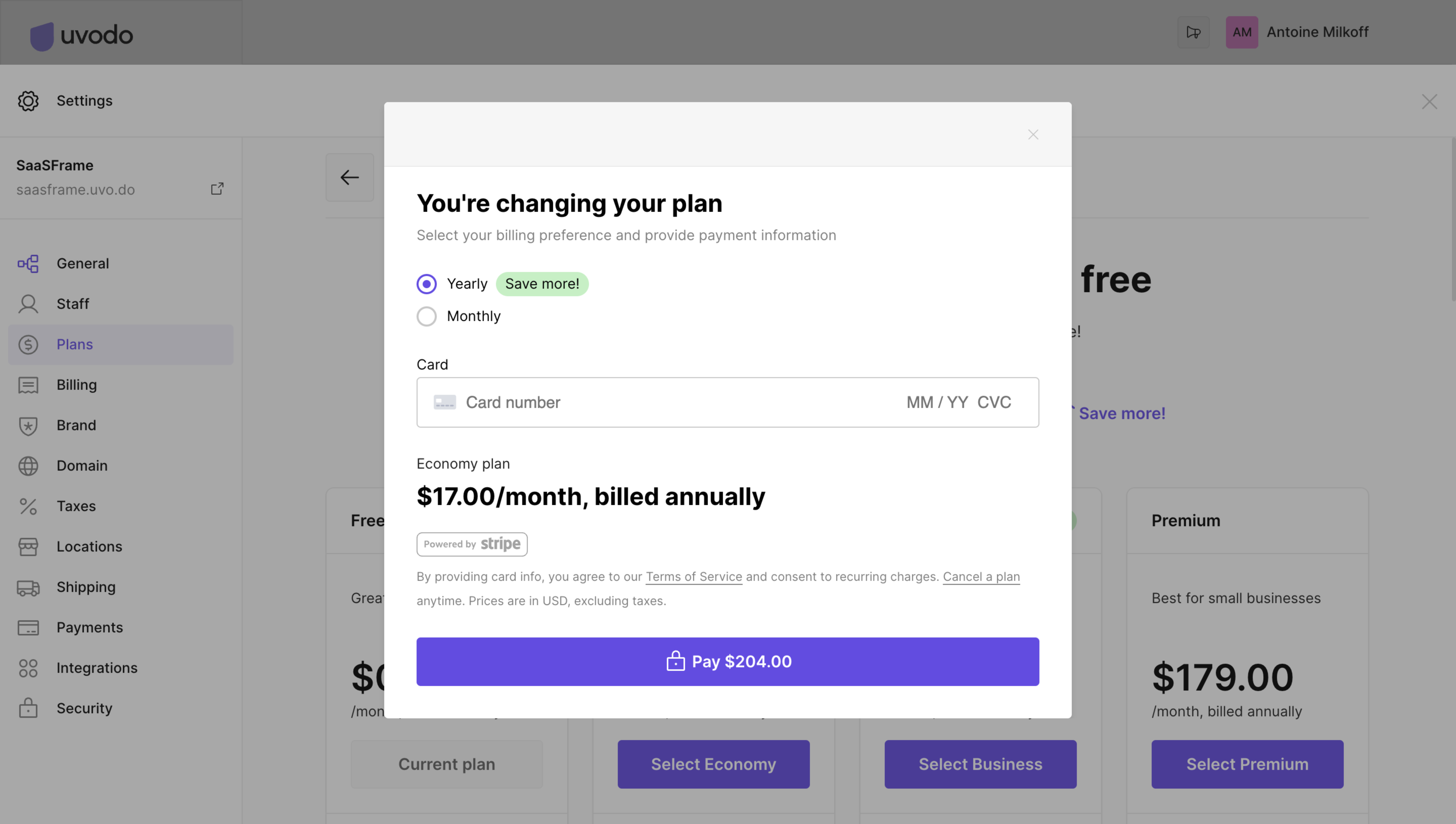 Uvodo Checkout design reference captured in SaaSFrame