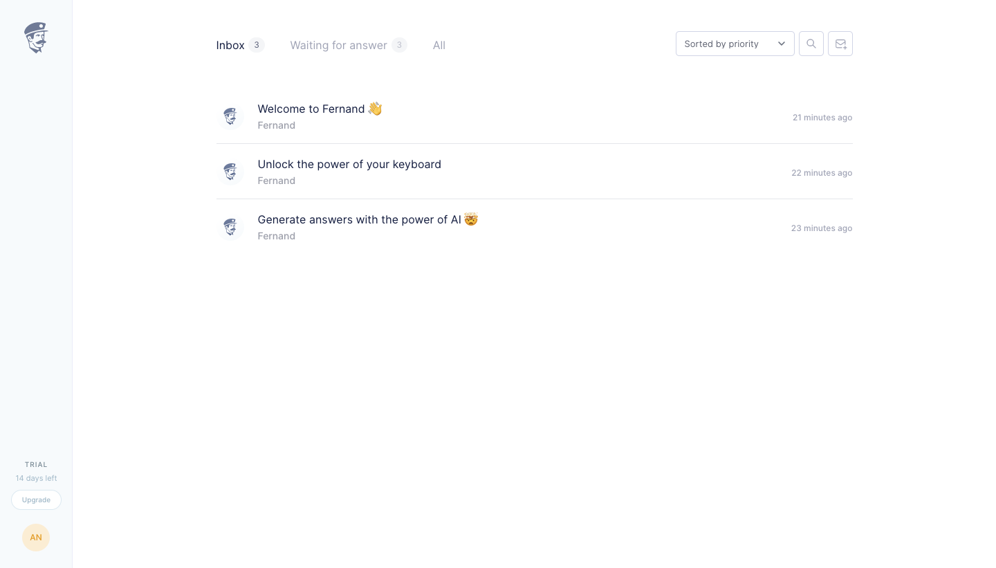 Fernand Inbox design reference captured in SaaSFrame