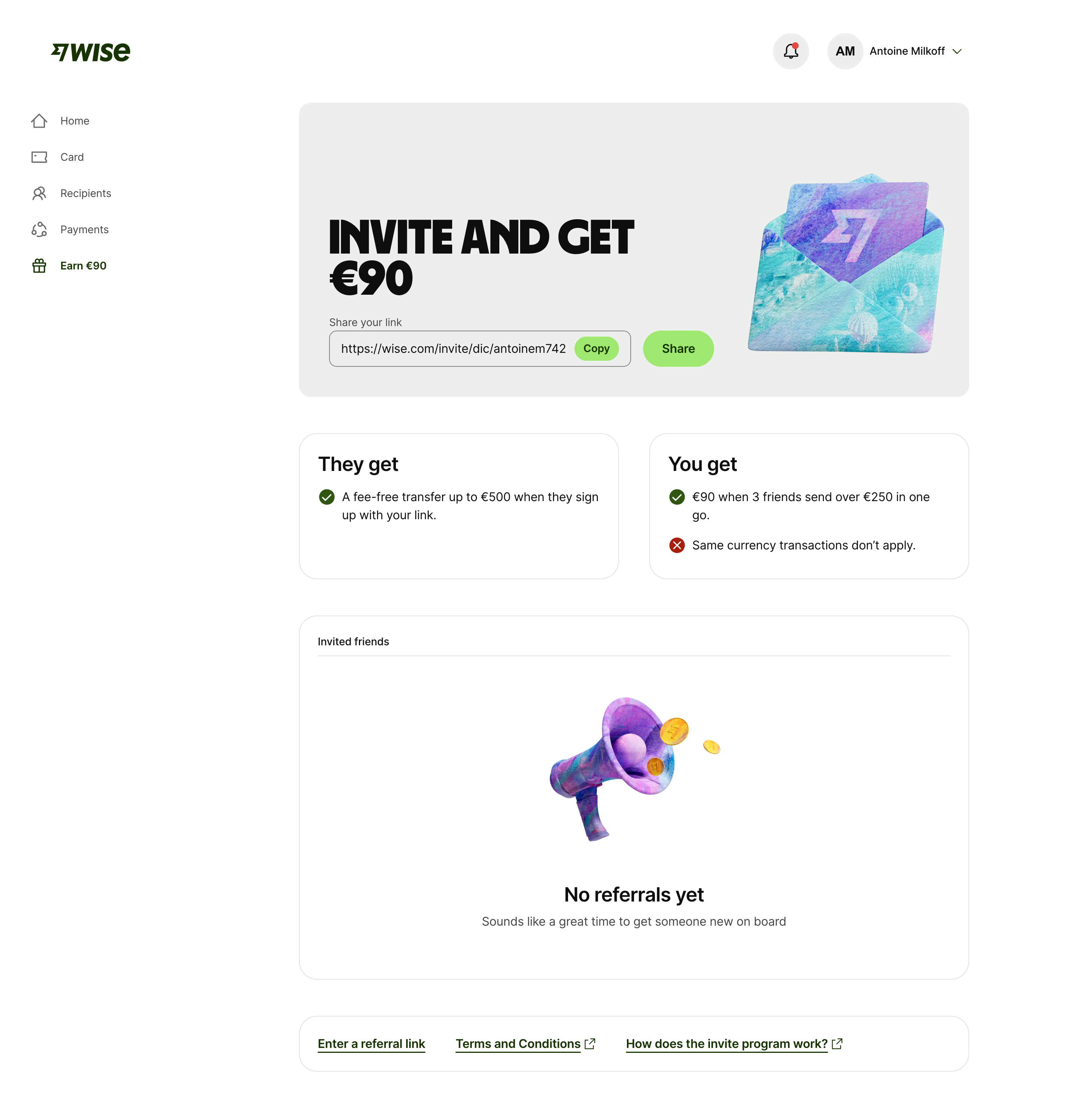 Wise Referral design reference captured in SaaSFrame
