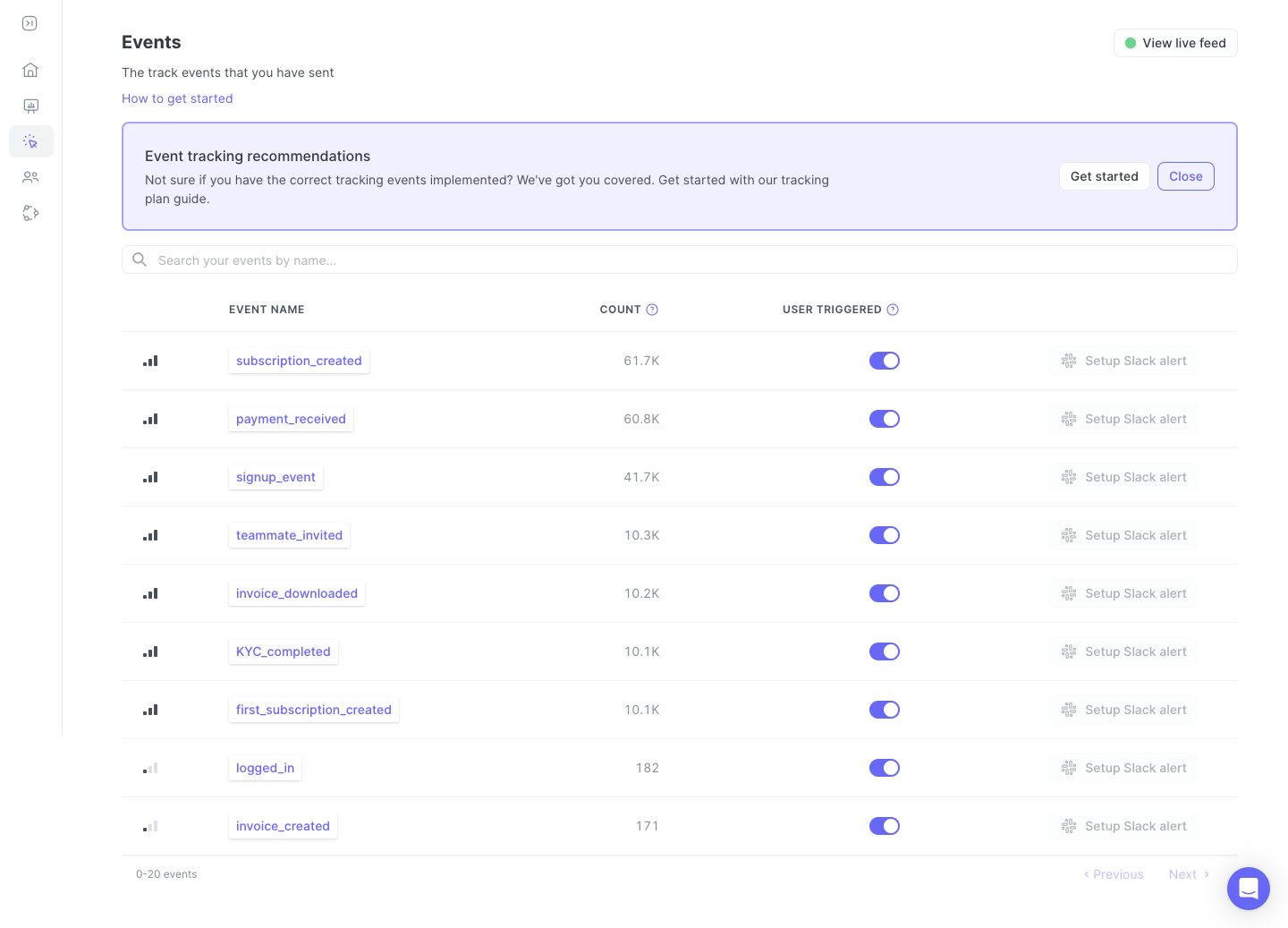 June Analytics Table SaaS interface example
