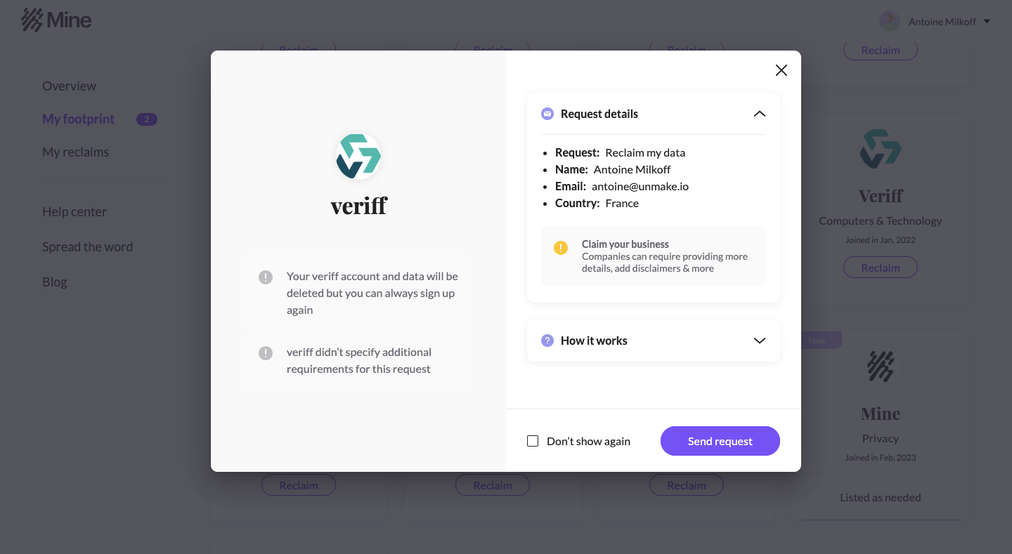 Mine Record Details SaaS interface example