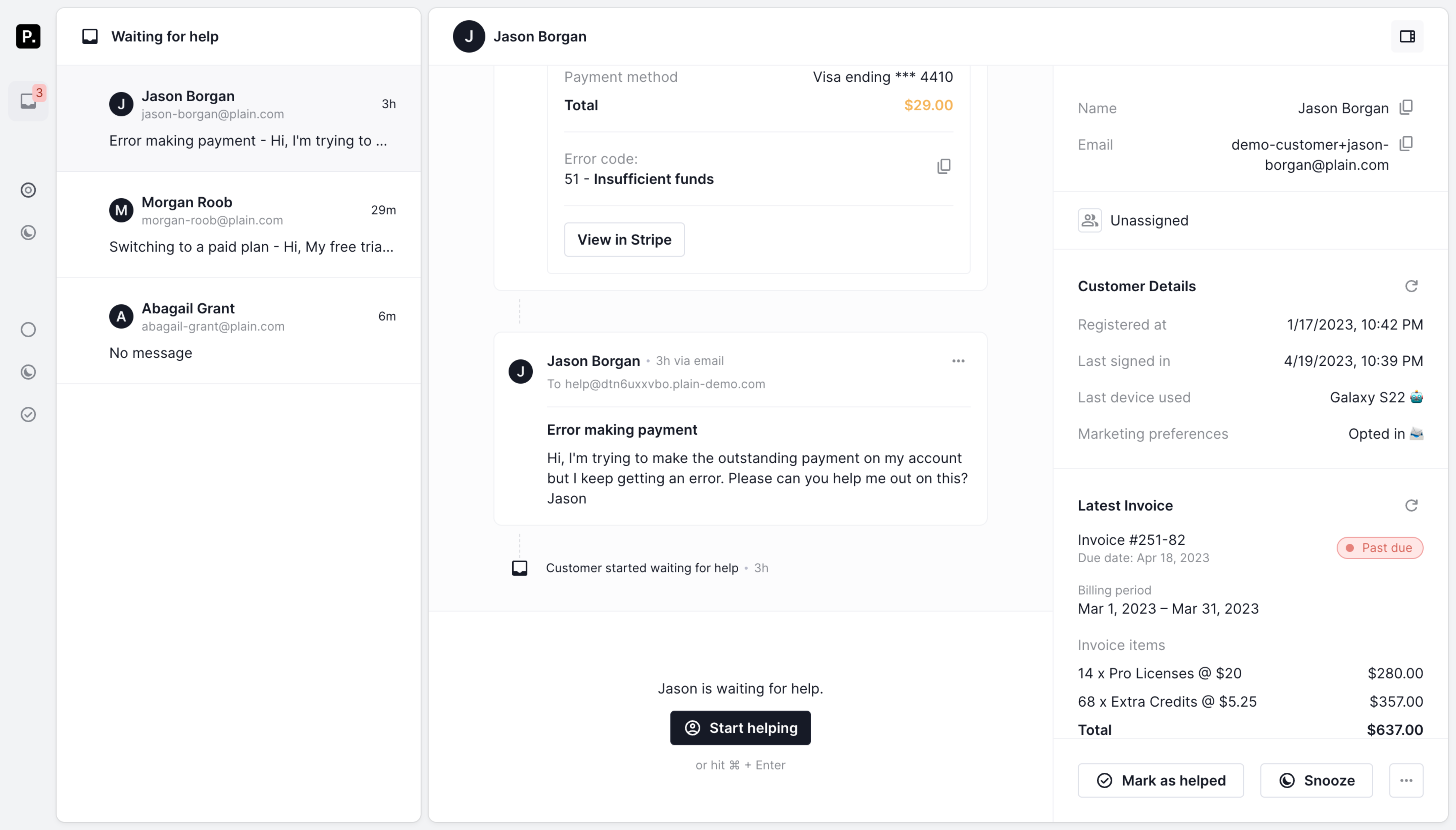 Plain Issue Details SaaS interface example