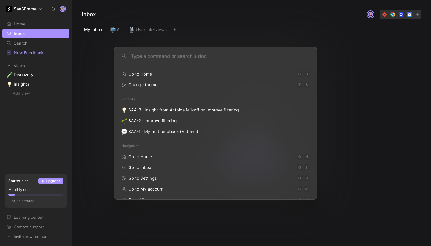 Cycle Search Modal SaaS interface example