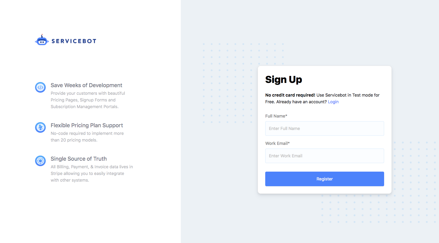 Billflow Signup Page SaaS interface example