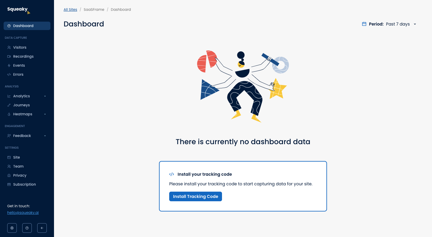 Squeaky Empty State SaaS interface example