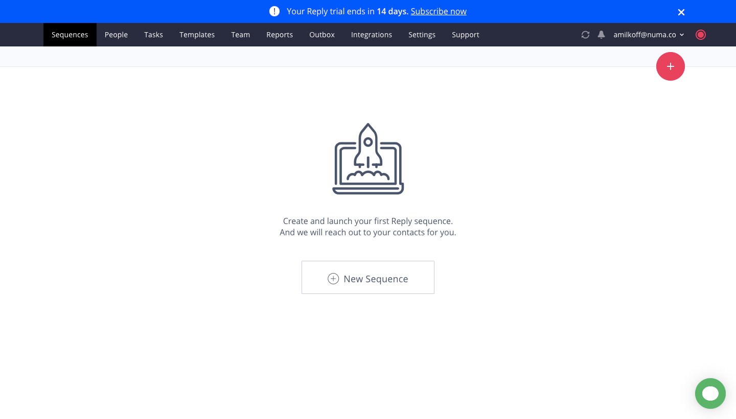 Reply Empty State SaaS interface example