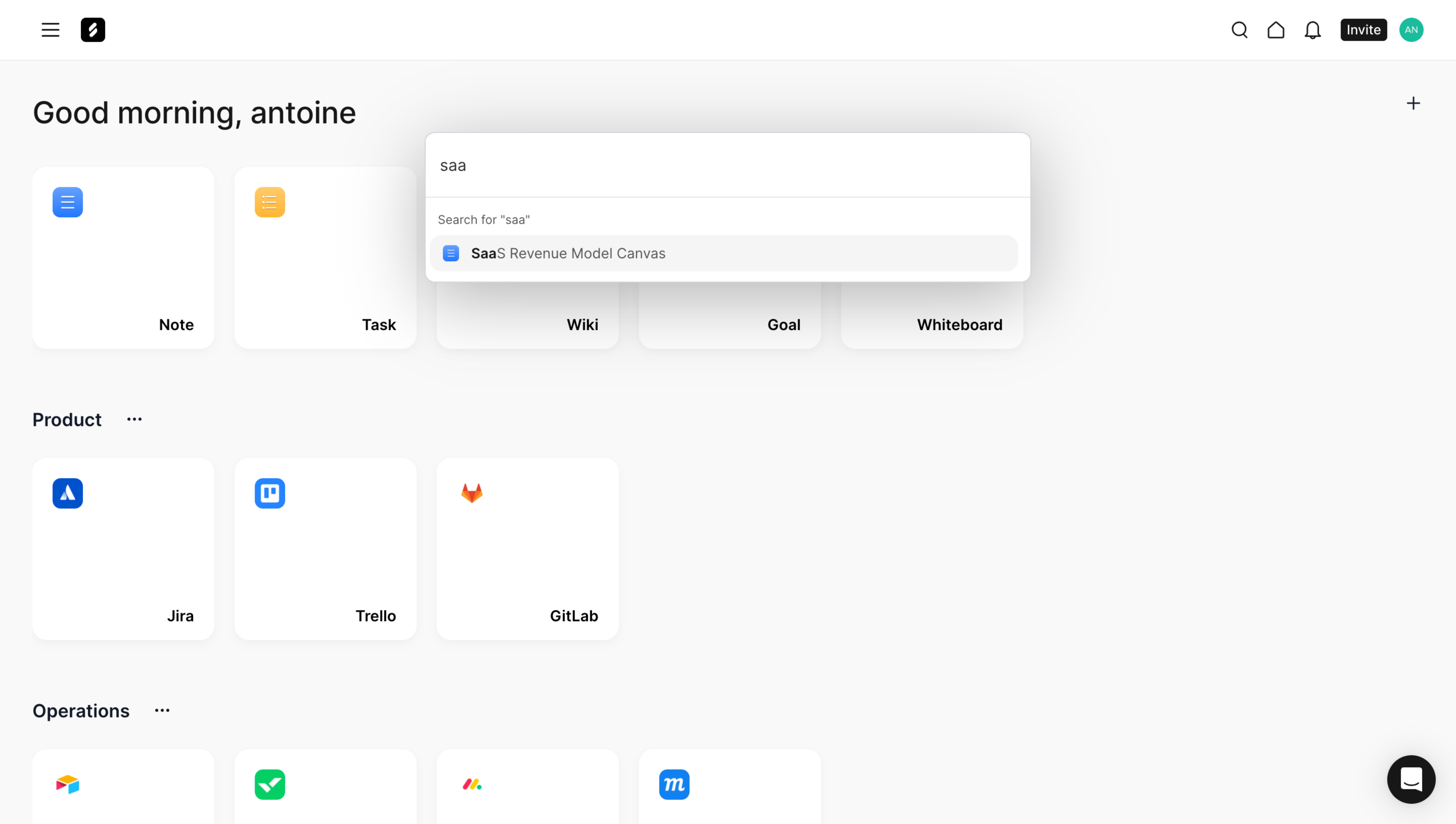 Frame Search Modal SaaS interface example