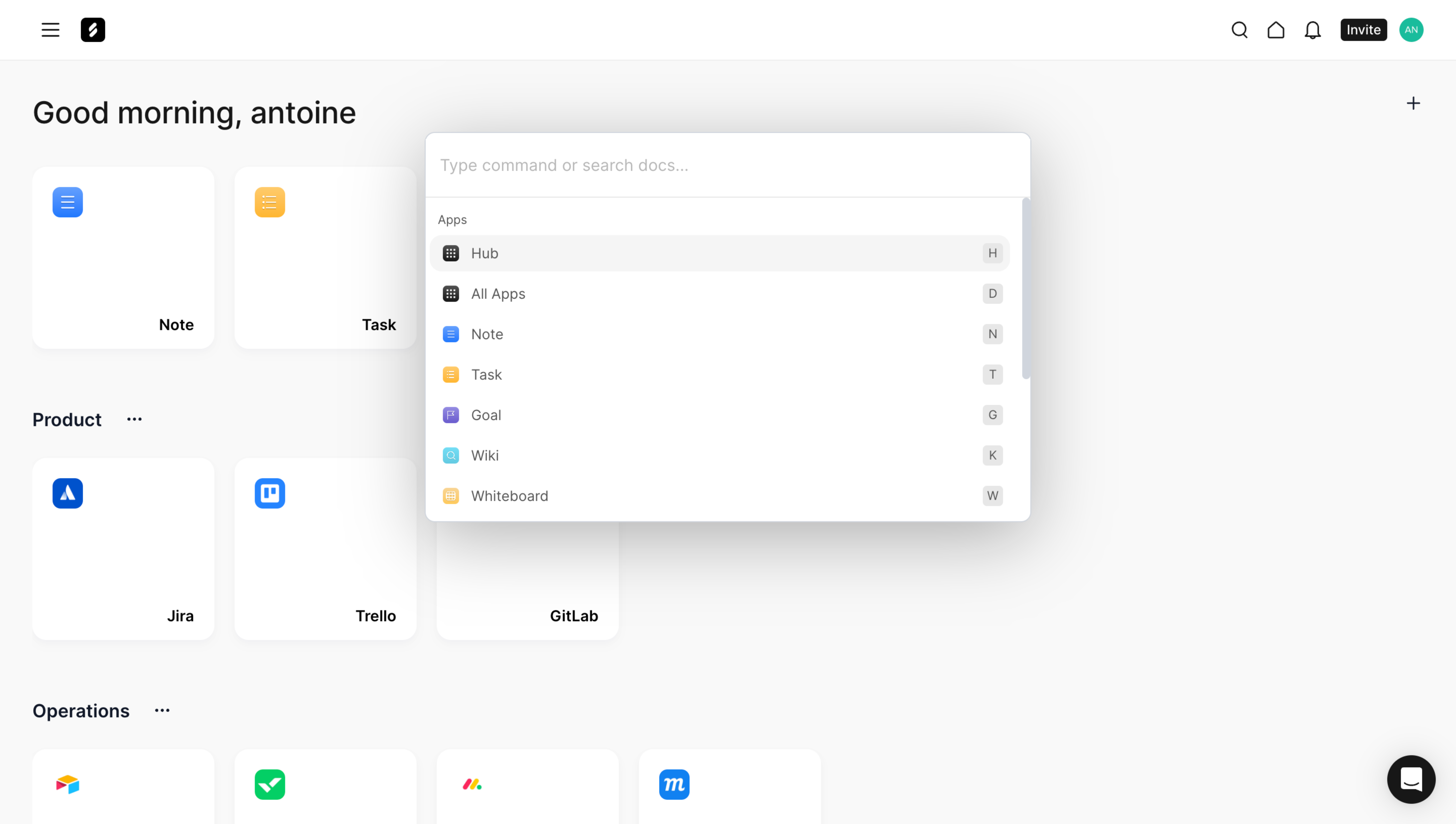 Frame Global Search SaaS interface example