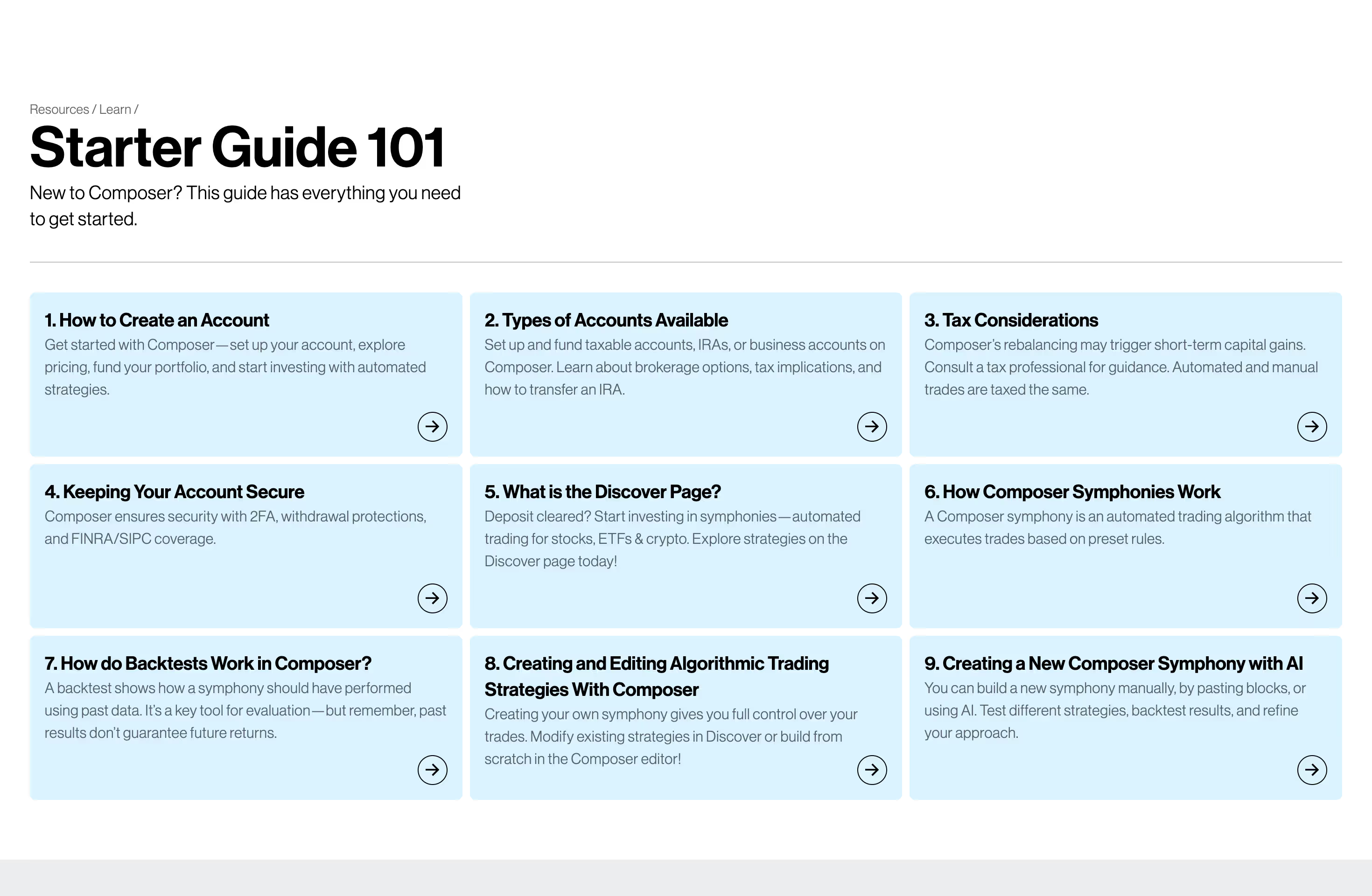 Composer FAQ Page — starter-guide topic directory
