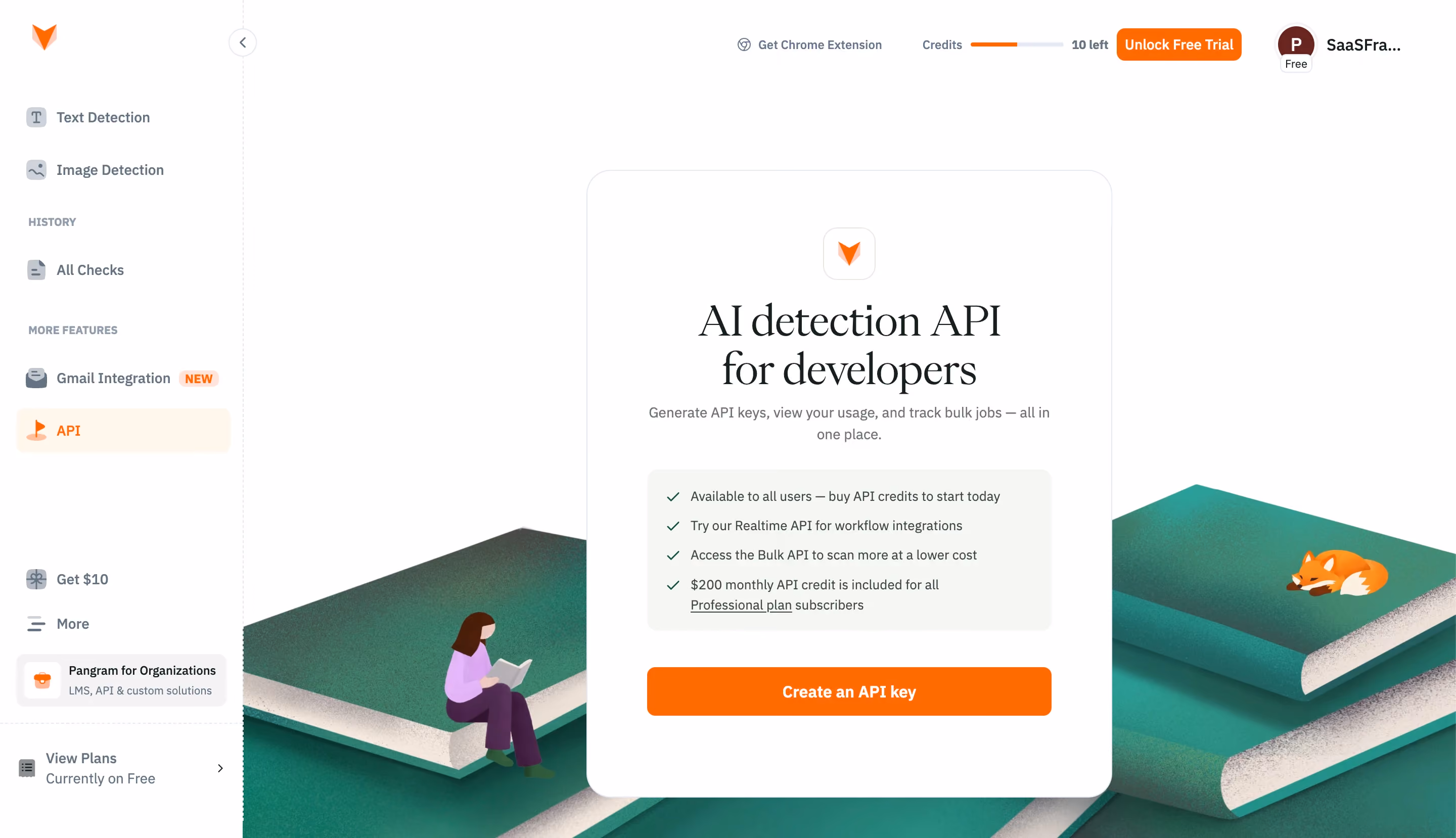 Pangram Create your first API key