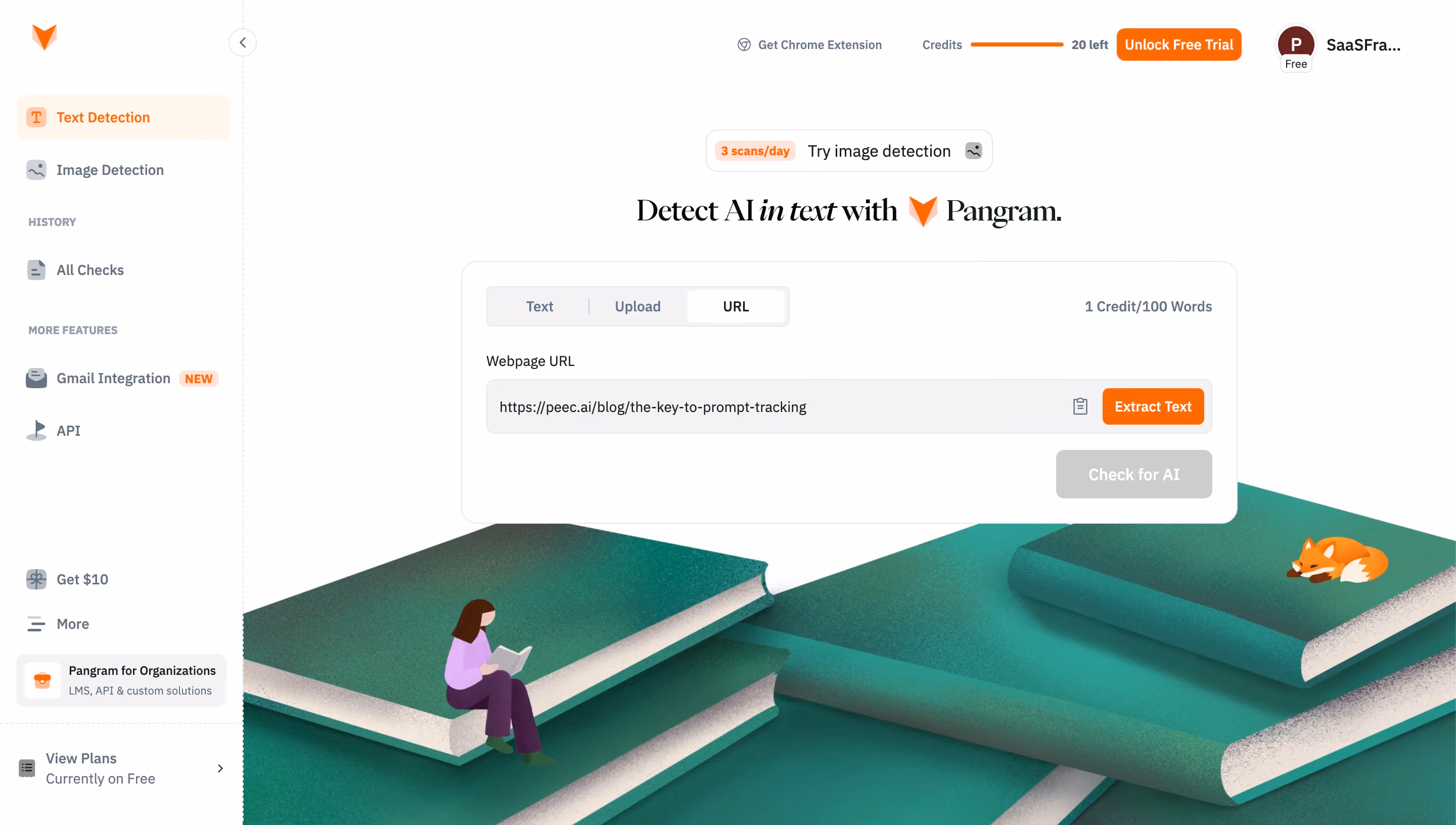 Pangram Extract text from a URL