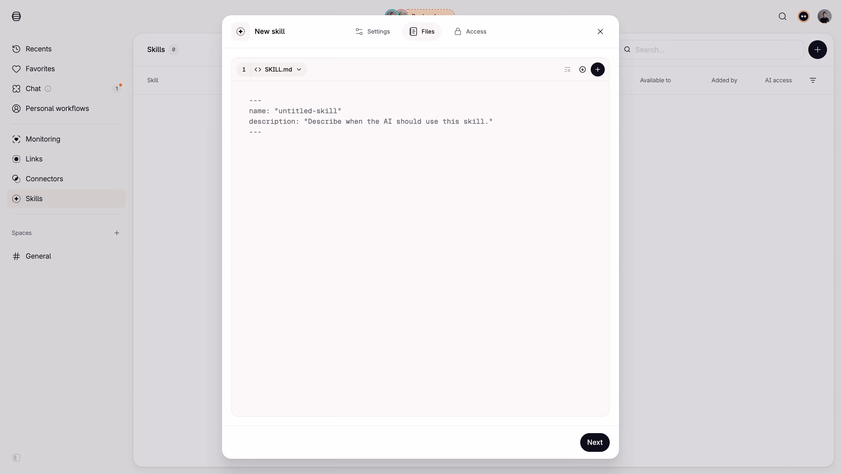 Tines Skill Definition Editor