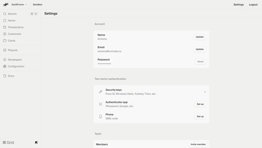 Lightspark Account & Security Settings