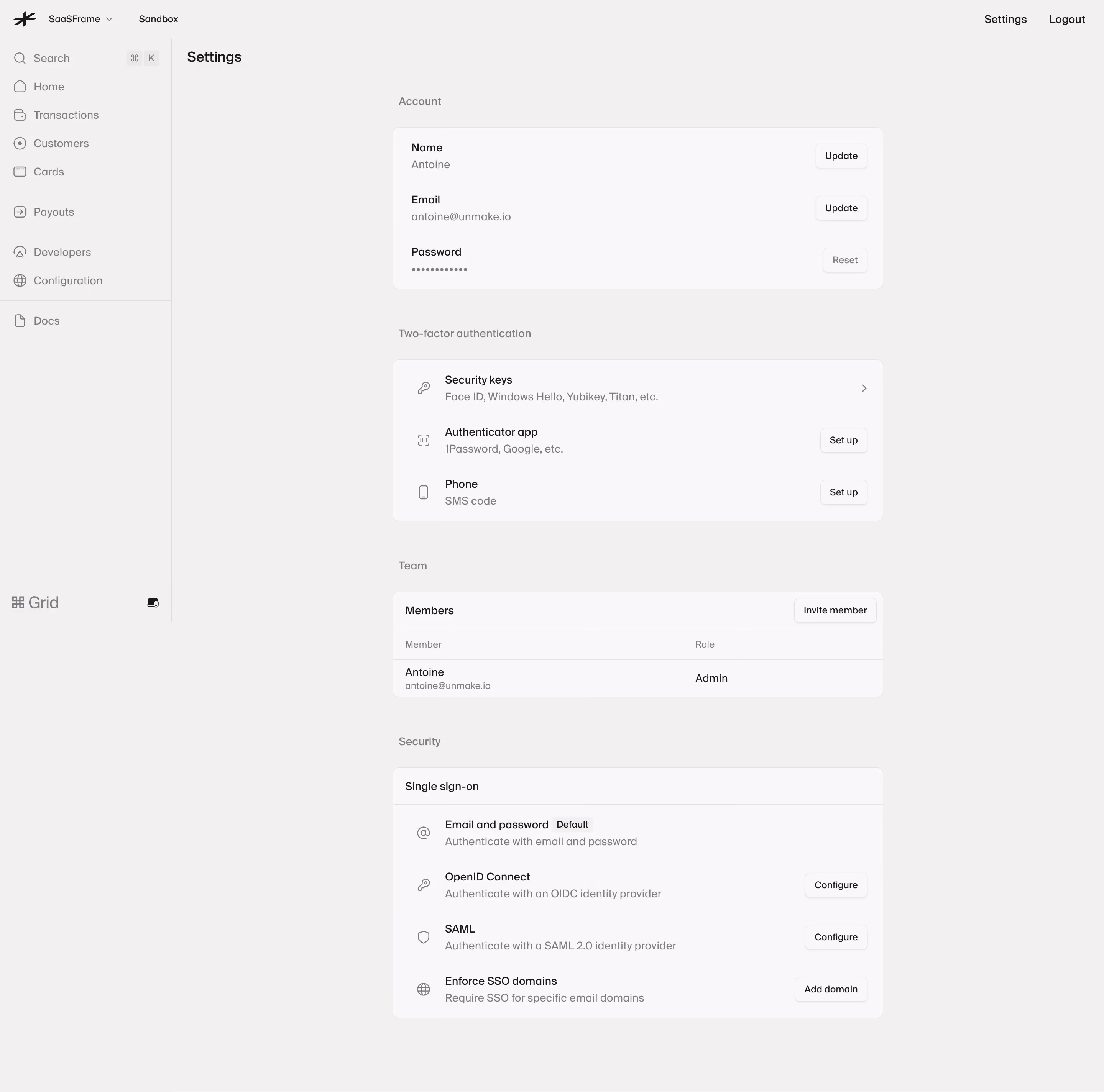Lightspark Account & Security Settings