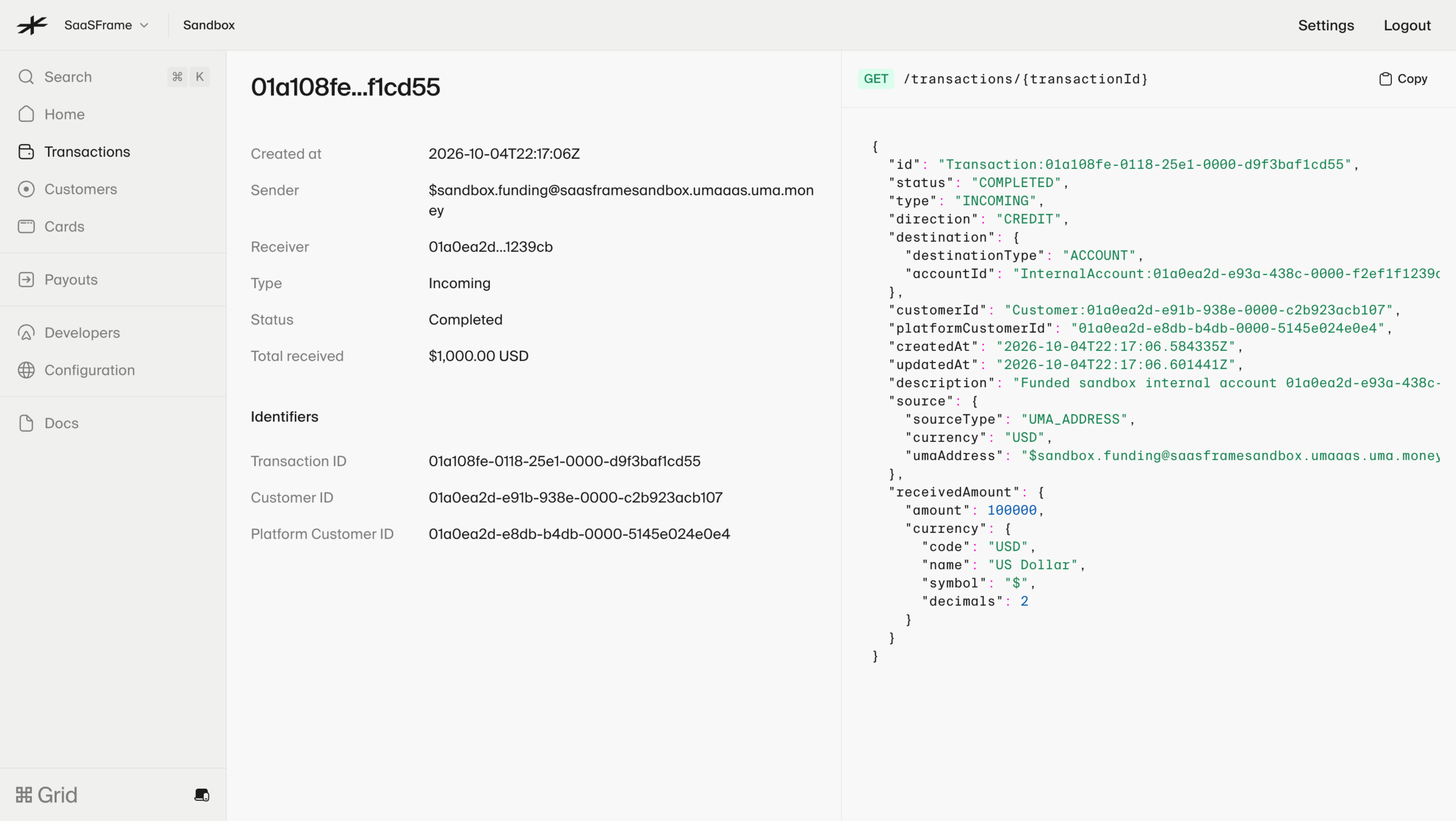 Lightspark Transaction Details