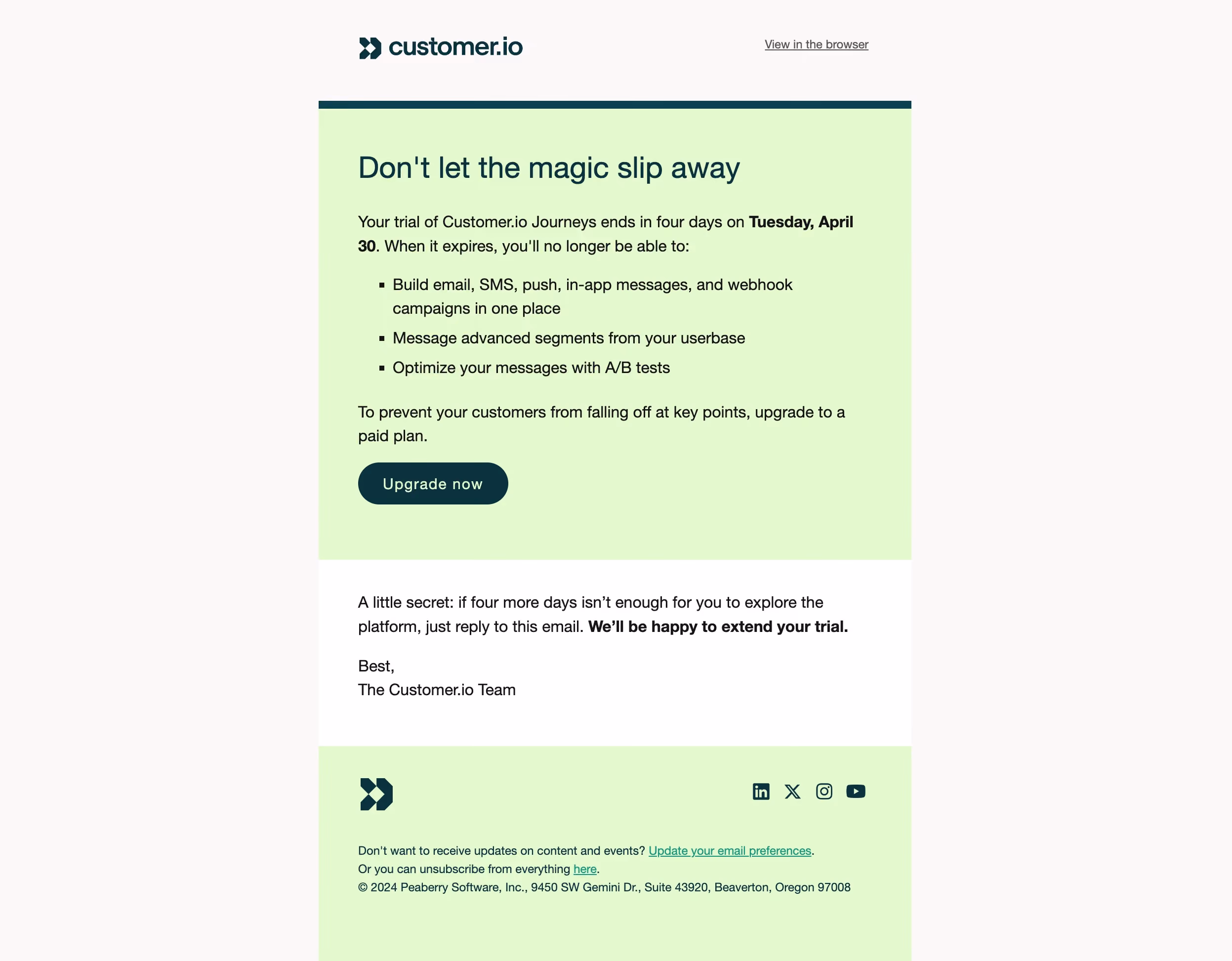 Customer.io Free Trial Emails